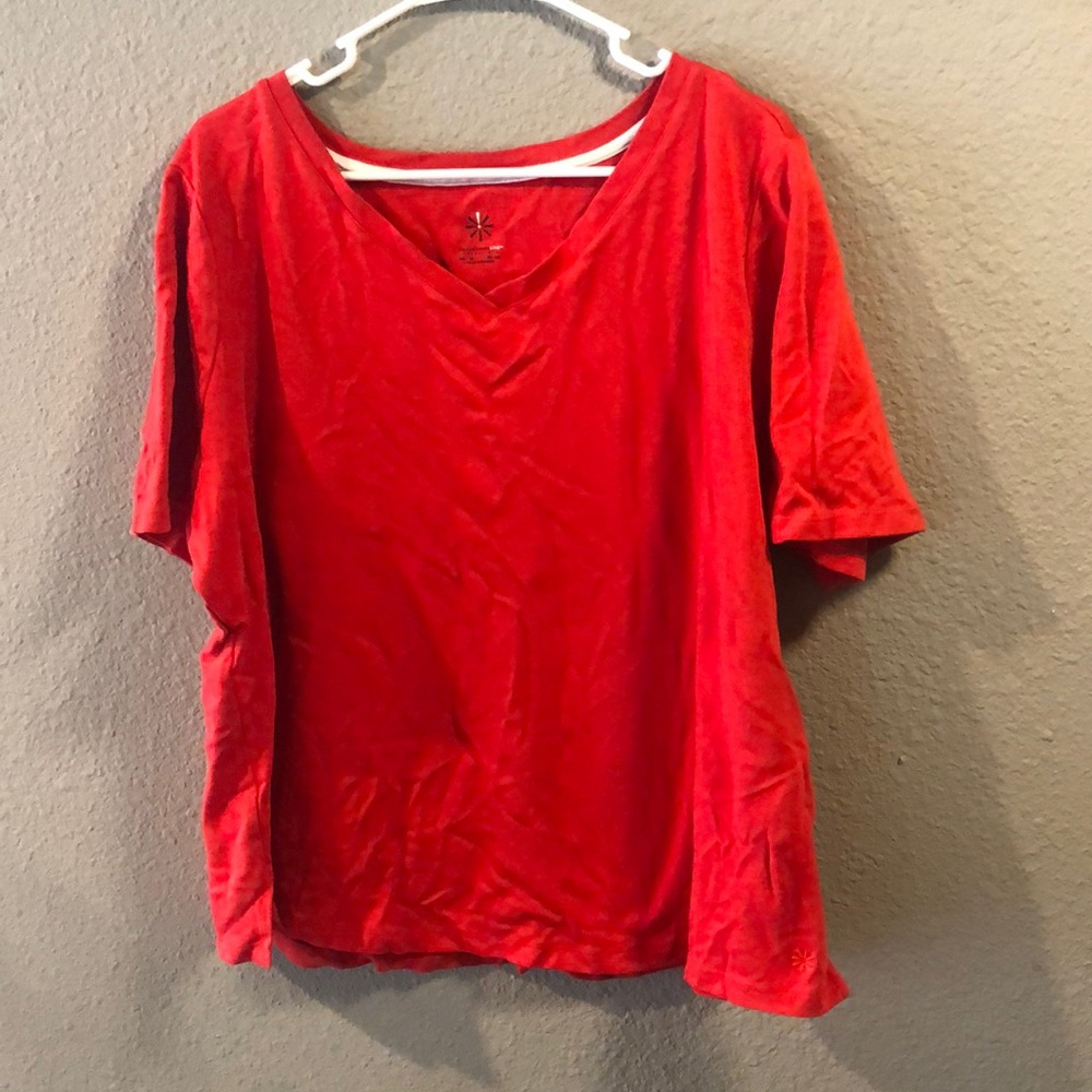 - Isaac Mizrahi Live Red Cotton Shirt in Size 3X